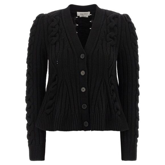 Mcqueen Women Braided Wool Cardigan - Picture 1 of 4